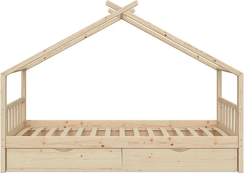 Łóżko domowe naturalne drewno 208x97x148 design