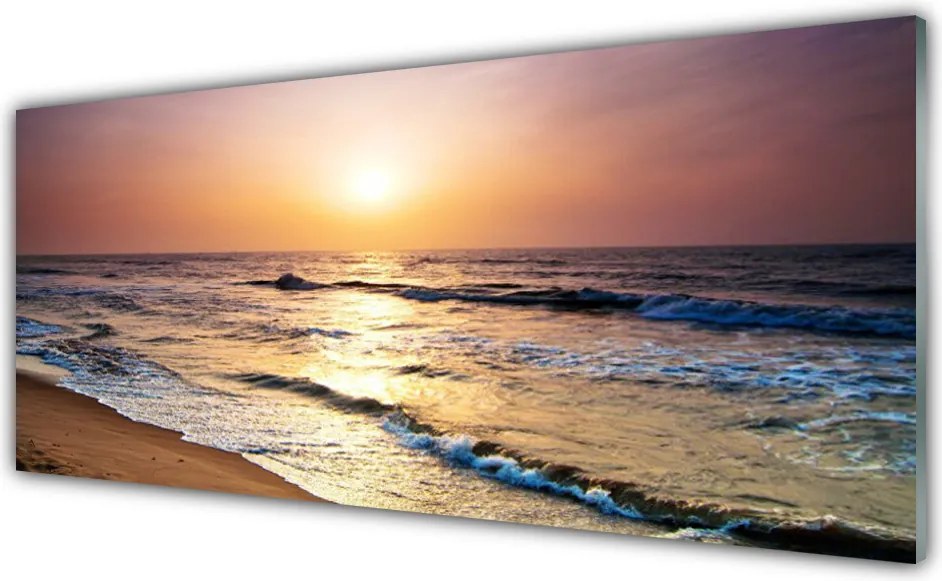 Dekor Szklany do Kuchni Słoneczny Dzień Na Złotej Plaży