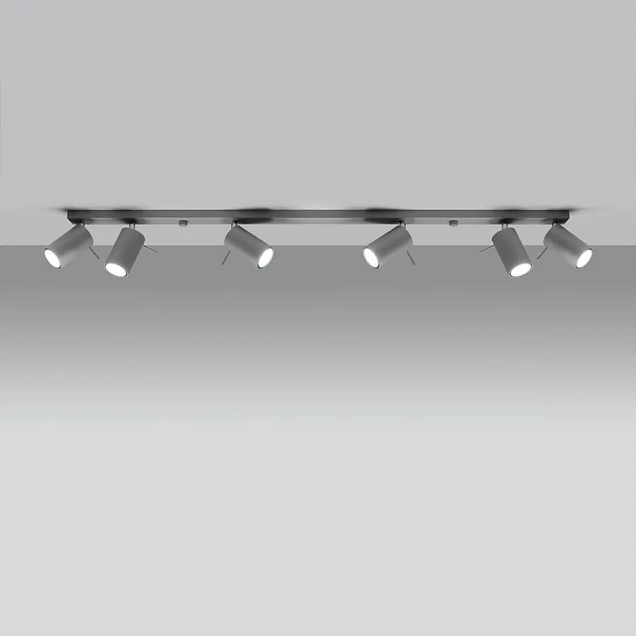 Plafony nowoczesny Briix, stal - 6 źródło światła 3000K - L.118 x H.16 cm - szary