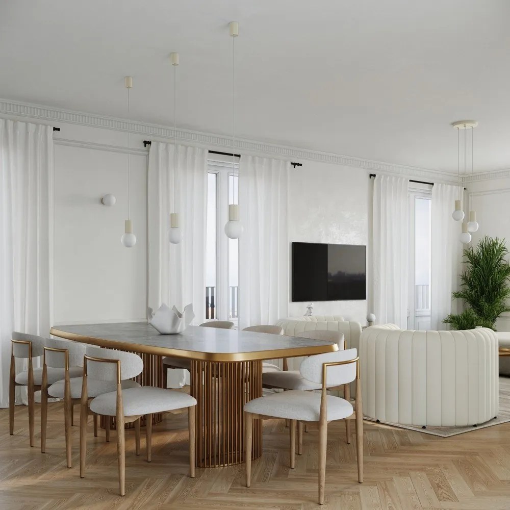 Kremowa lampa wisząca ze szklanym kloszem ø 12 cm Orbital – Sollux