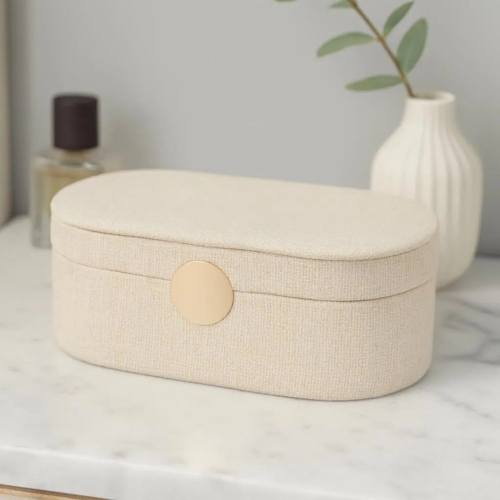 Szkatułka na biżuterię GLINT z lusterkiem w białym kolorze, 25 cm