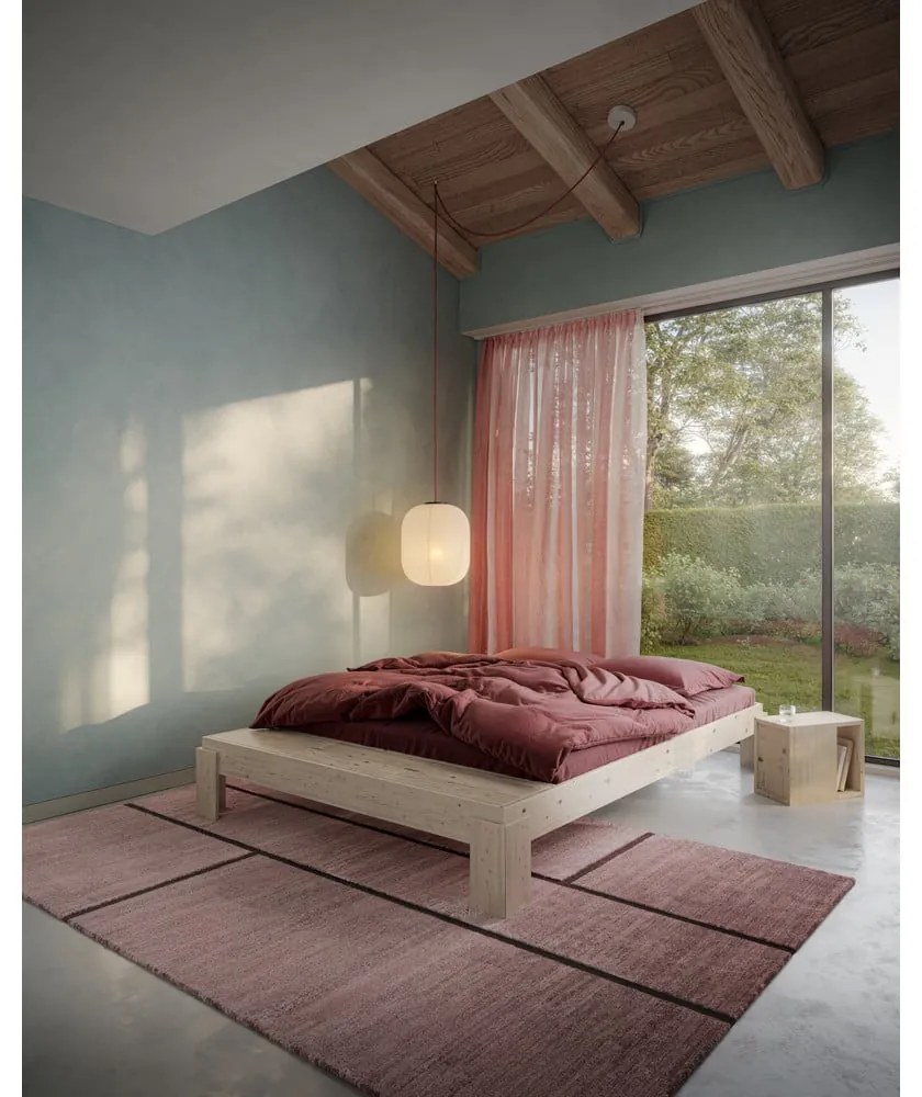 Łóżko dwuosobowe z litego drewna sosnowego ze stelażem 140x200 cm w naturalnym kolorze Layers – Karup Design