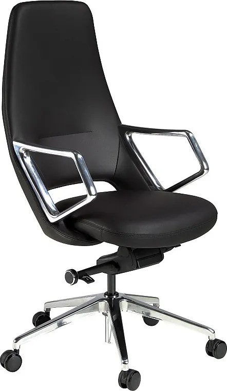 Obrotowe krzesło biurowe z czarnej skóry ekologicznej