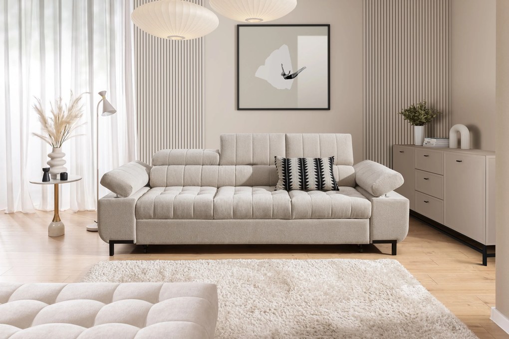 Sofa trzyosobowa Tyrion z funkcją spania - beżowy szenil Vibe 08