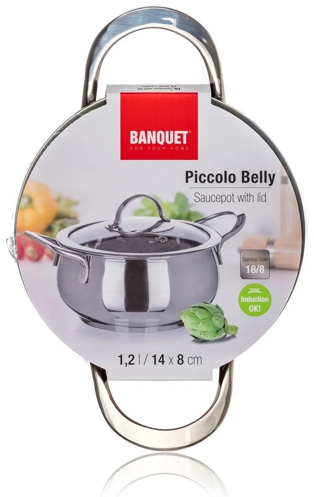 Banquet Garnek ze stali nierdzewnej z pokrywką Belly, 14 cm, 1,2 l