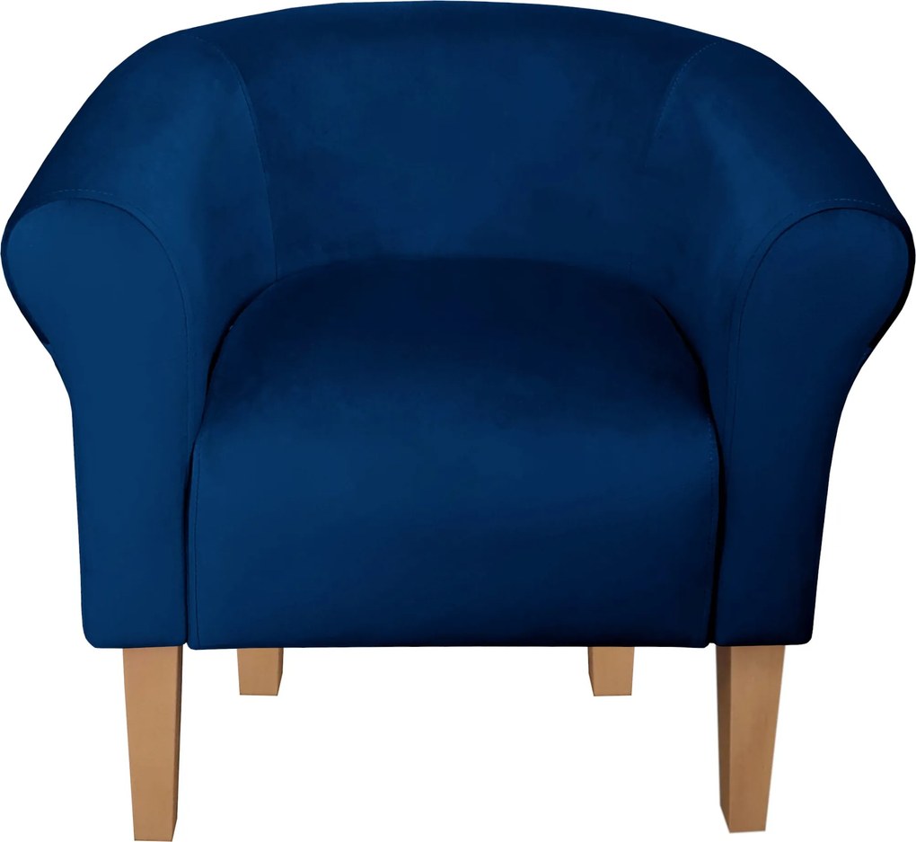 Fotel Milo tkanina Welur wygodny fotel tapicerowany do salonu i sypialni : Kolor nogi - Drewno, Kolor tkaniny - VELVET - MG16, Wysokość nogi - 20 cm