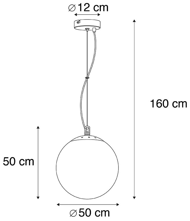 Skandynawska lampa wisząca z opalem 50 cm - Ball 50 Nowoczesny Oswietlenie wewnetrzne
