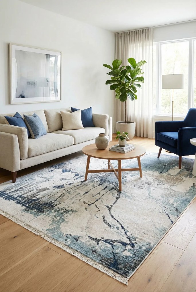 Krótkowłosy beżowy dywan w stylu nowoczesnym M1-W37