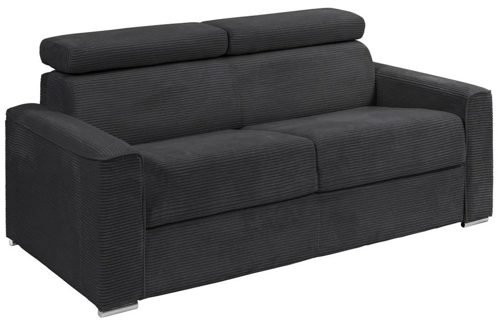 Kanapa 4 osobowa rozkładana typu express z szarego sztruksu - Miejsce do spania 160 cm - Materac 22 cm - VIZIR