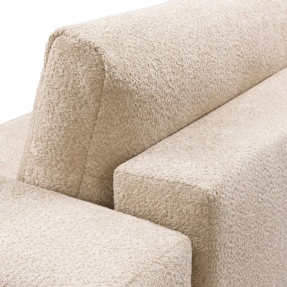 Beżowa rozkładana sofa z materiału bouclé 256 cm Rene – Rodier