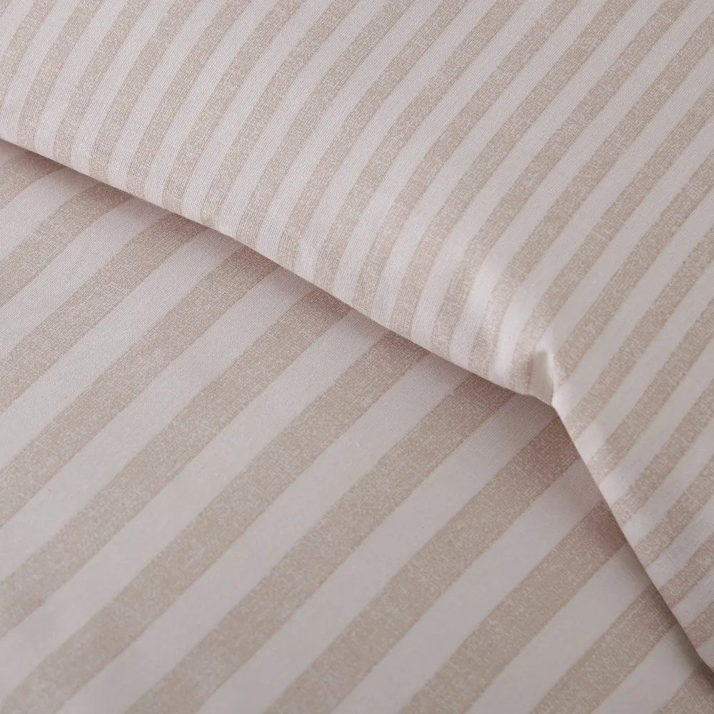 Beżowa pościel dwuosobowa 3-częściowa 200x200 cm Epping Textured Stripe – Catherine Lansfield