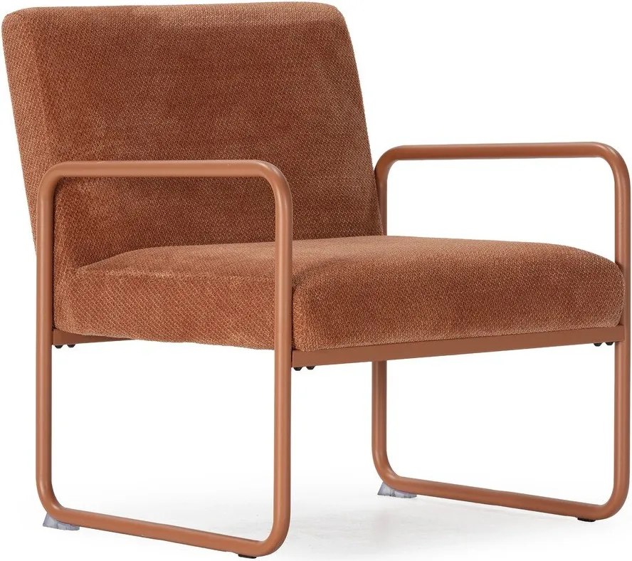 Fotel z tkaniny szenilowej w kolorze terakoty Vince – MOME