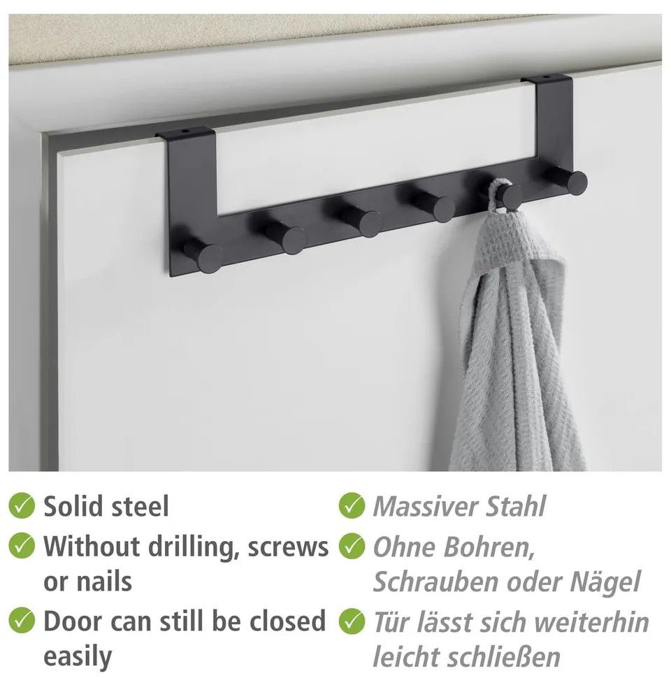 Czarny metalowy wieszak na drzwi 39 cm Celano – Wenko