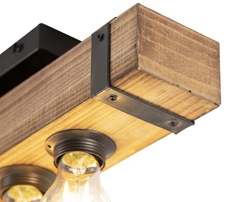 Inteligentna lampa sufitowa w stylu industrialnym z drewnem i stalą, w tym 4 żarówki WiFi A60 - Reena
