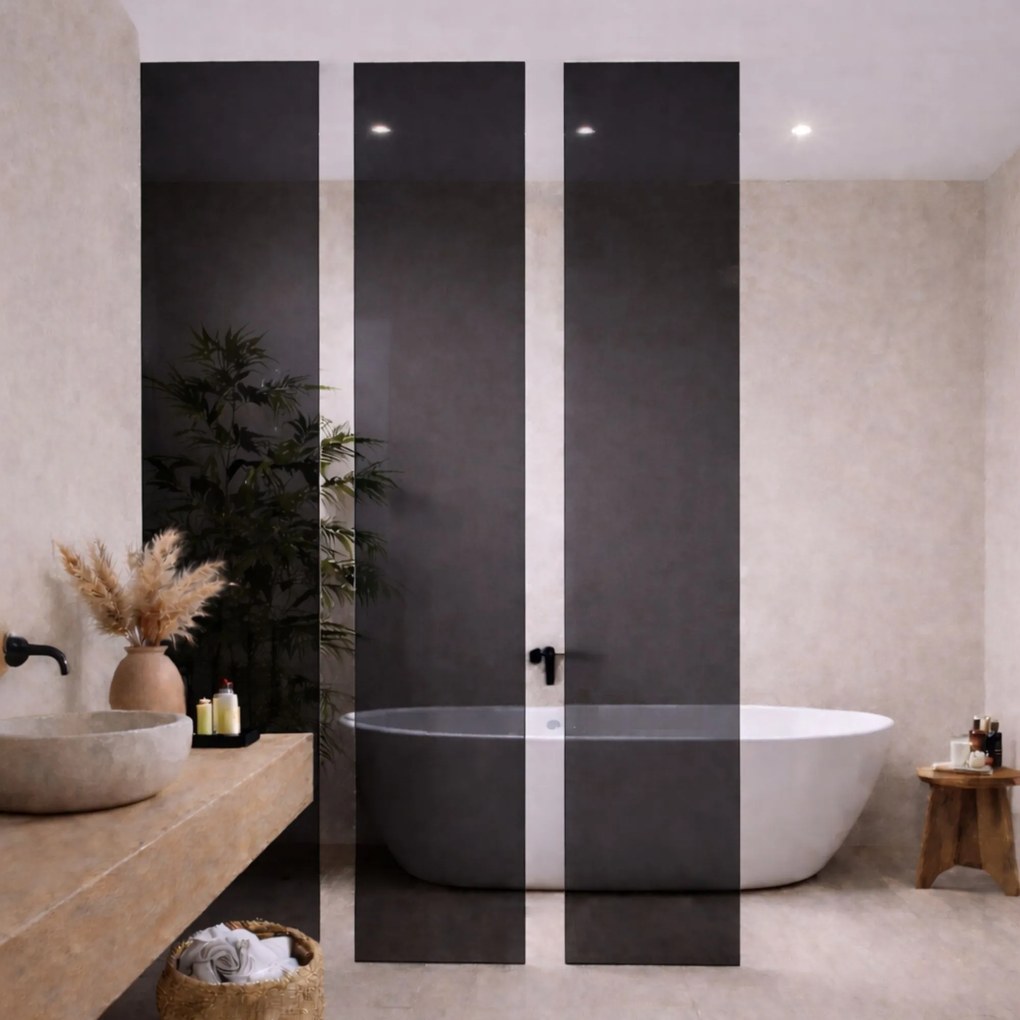 Ścianka szklana MOLIS Panel XXL Black szkło czarne | Różne kolory | Różne rozmiary : Kolor szkła - Czarny, Rozmiar - 3szt. -  40 x 300 cm