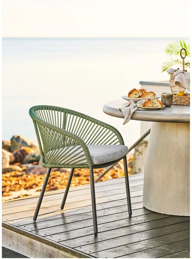 Zielone metalowe tapicerowane krzesło ogrodowe Novella – House Nordic