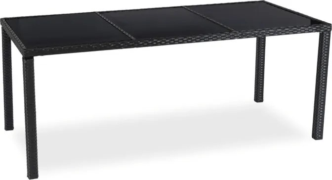 Zestaw Mebli Ogrodowych POMONA Czarny/Beżowy 8 Krzeseł Stół Tarasowy Technorattan Nowoczesny