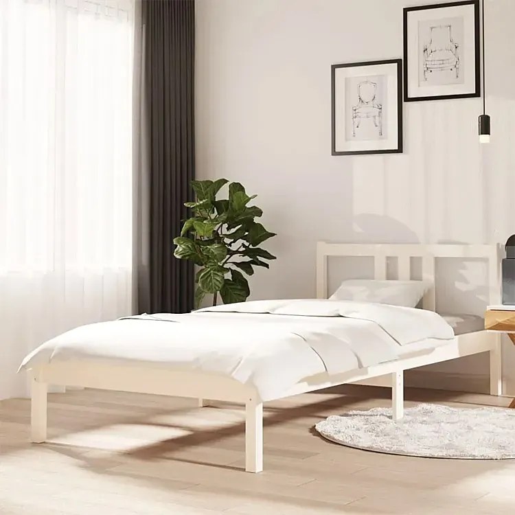 Białe jednoosobowe łóżko z drewna 90x200 cm - Carla 3X