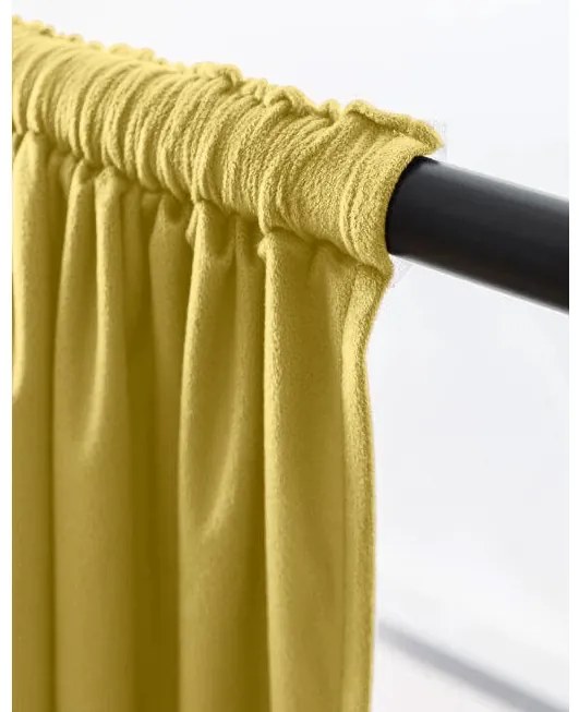 Zasłona zaciemniająca VELVET 140x270 cm, musztardowy Zawieszanie: Taśma z wiązaniami