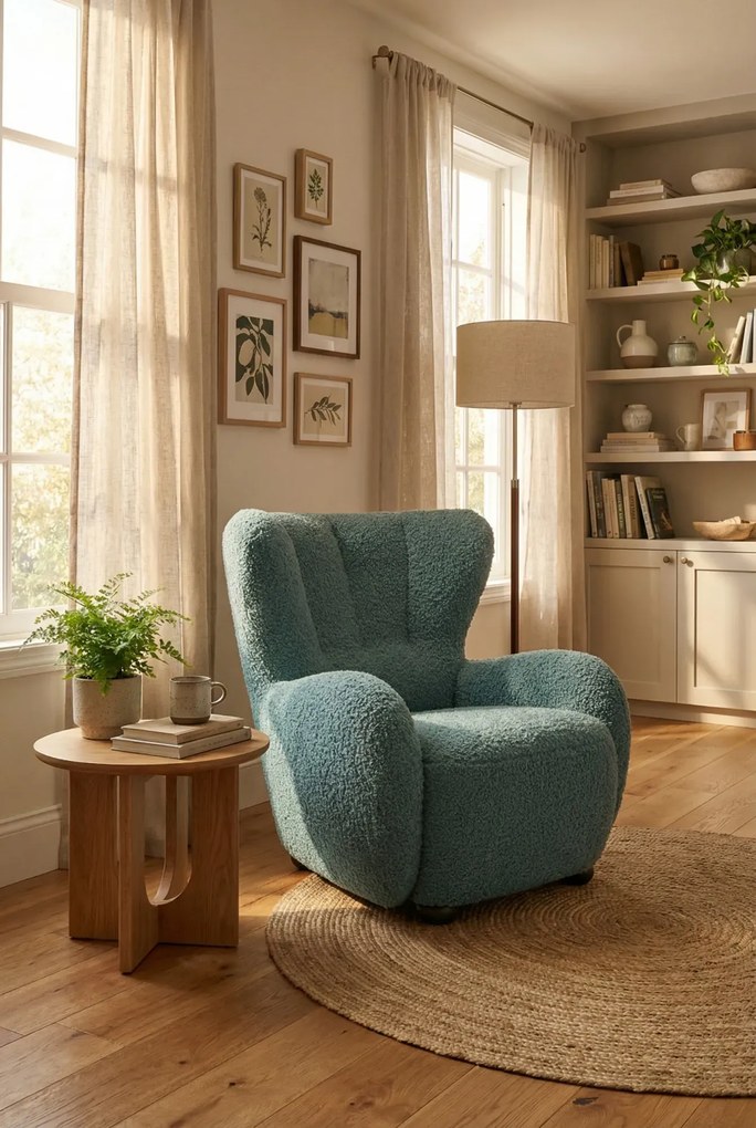 Morski fotel skandynawski do salonu boucle  A6-G30