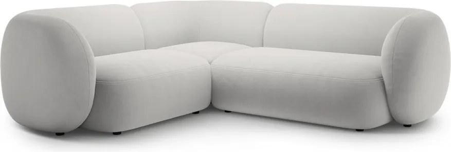 Jasnoszary aksamitny narożnik (lewostronny/w kształcie litery L) Kate – Micadoni