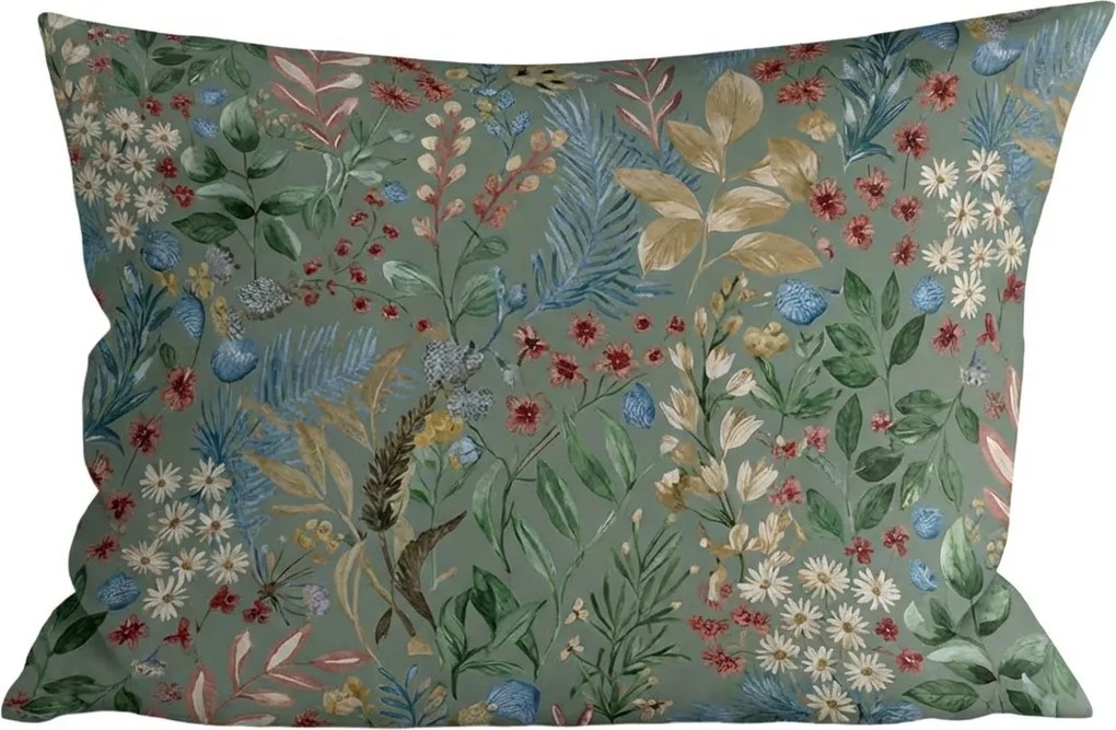 Bawełniana poszewka na poduszkę LUNARIA 70x90 cm, zielona