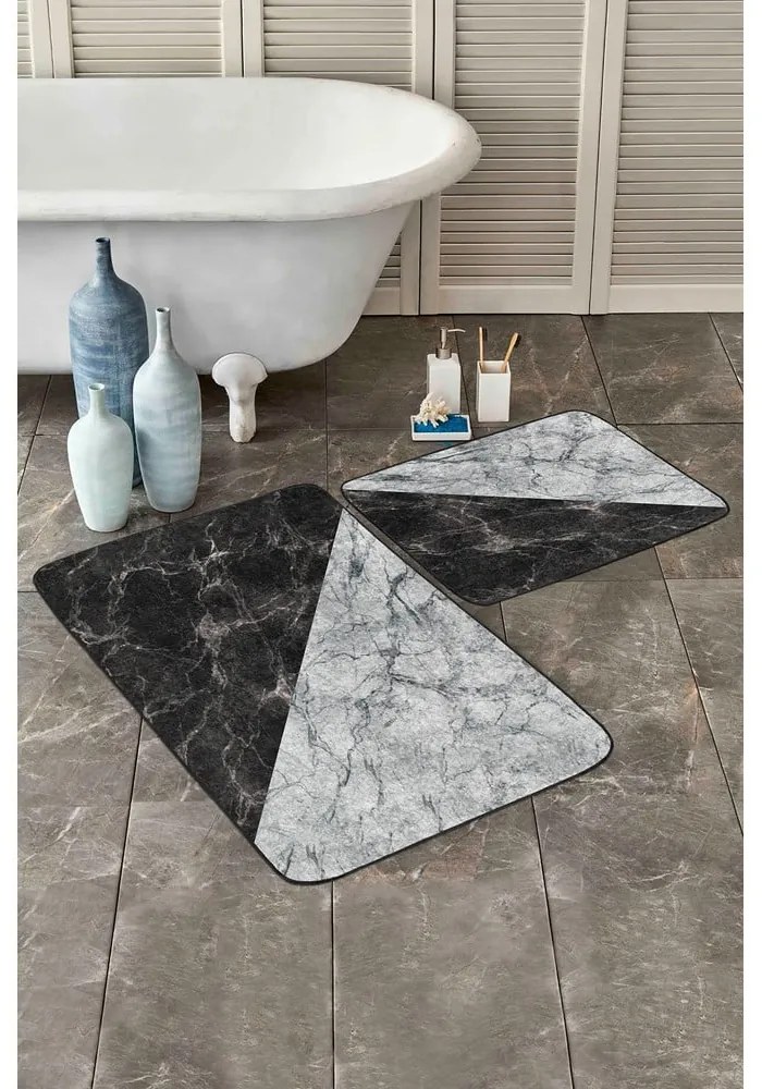 Czarno-białe dywaniki łazienkowe zestaw 2 szt. 60x100 cm – Mila Home