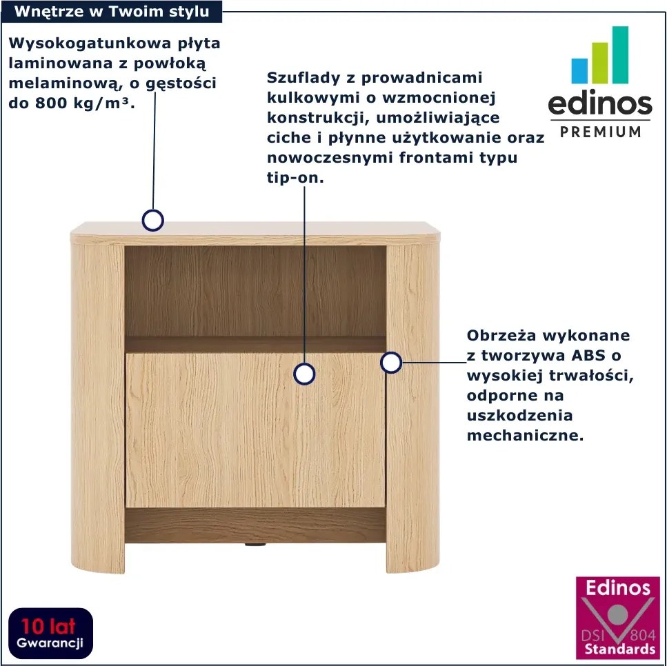 Nowoczesna stojąca szafka nocna dąb vicenza T5-B92