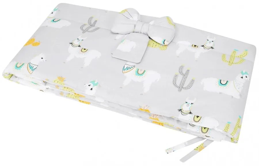 Szara pościel do łóżeczka z motywem w lamy - bawełniana 100% - 120x90