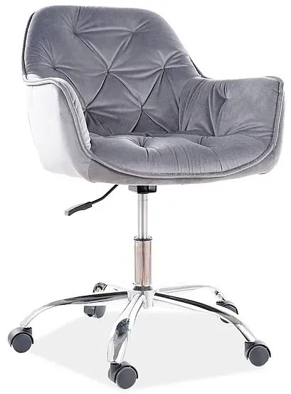 FOTEL OBROTOWY Q-190 VELVET SZARY BLUVEL 14 SIGNAL