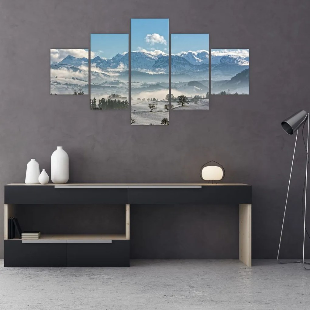 Obraz ośnieżonych gór (125x70 cm)