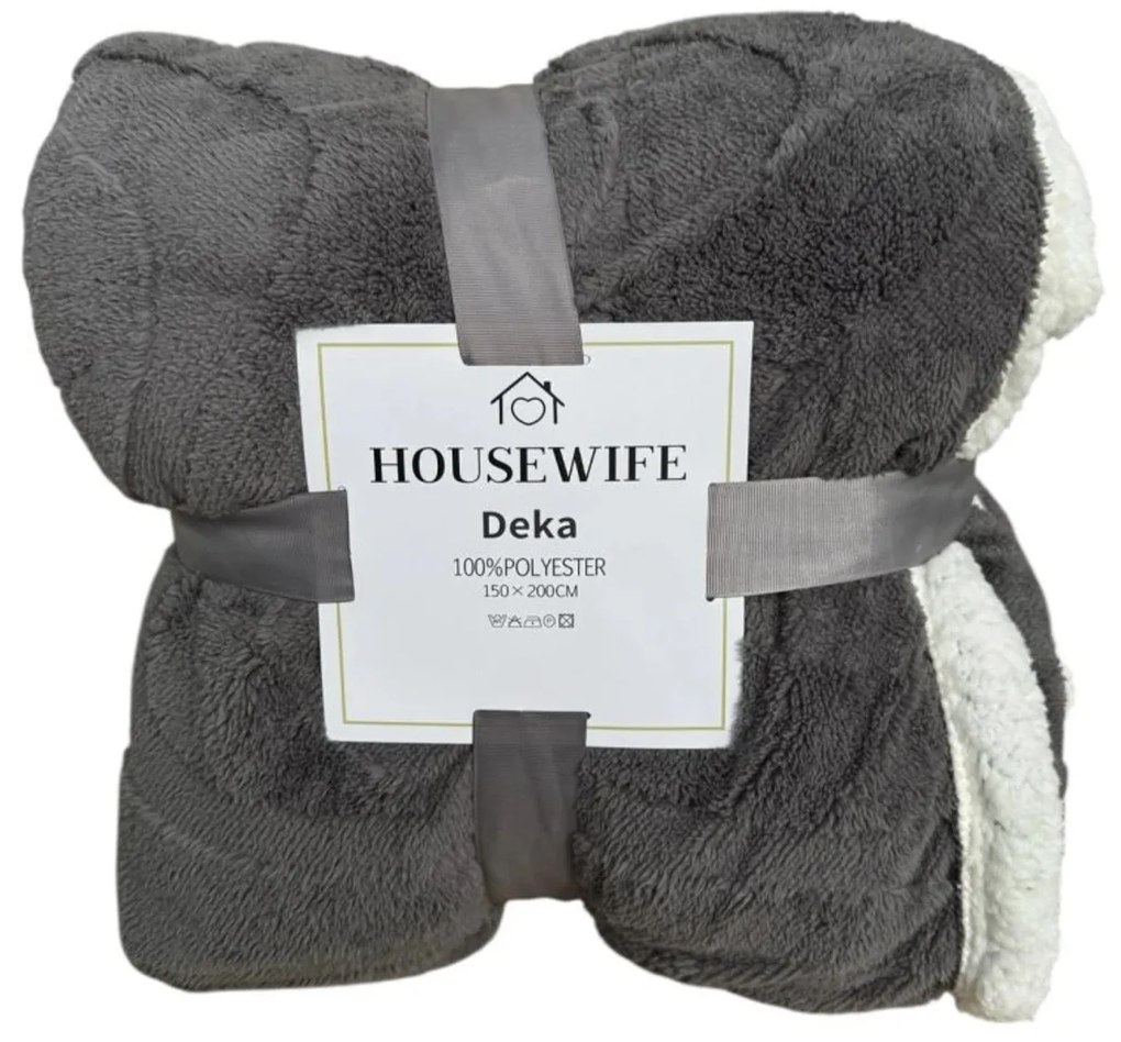 Luksusowy koc z baranka z mikropluszu NESTIVE jasnoszary Rozmiar: 200 x 230 cm