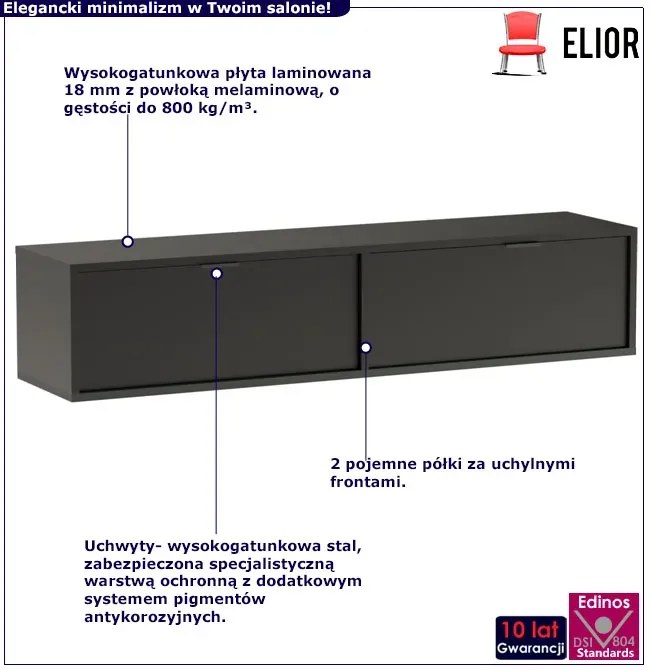 Czarna szafka wisząca pod telewizor P3-E43
