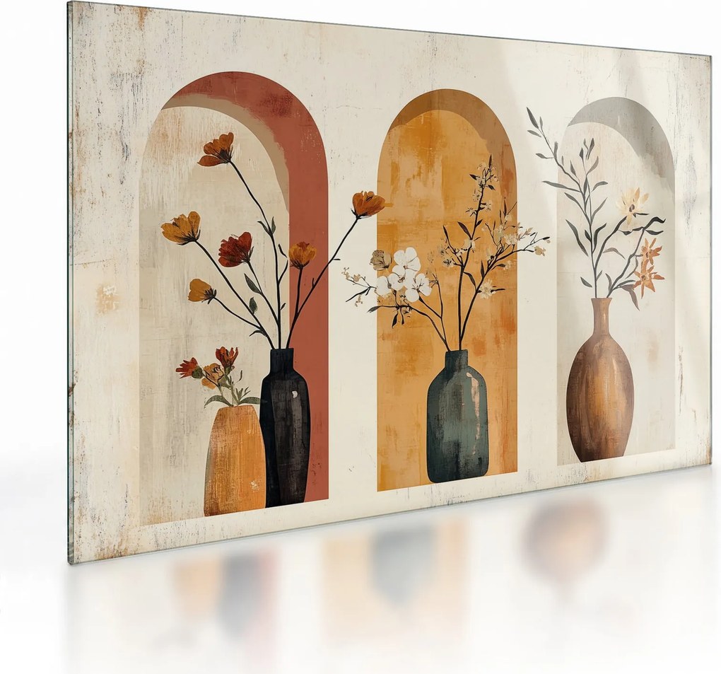 Obraz na szkle - Wazony w łukach (70x50 cm)