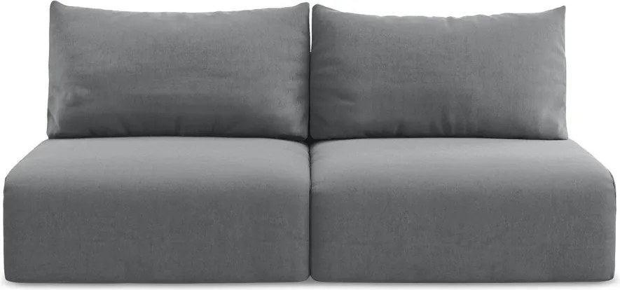 Szara aksamitna rozkładana sofa ze schowkiem 216 cm Kalena – Makamii