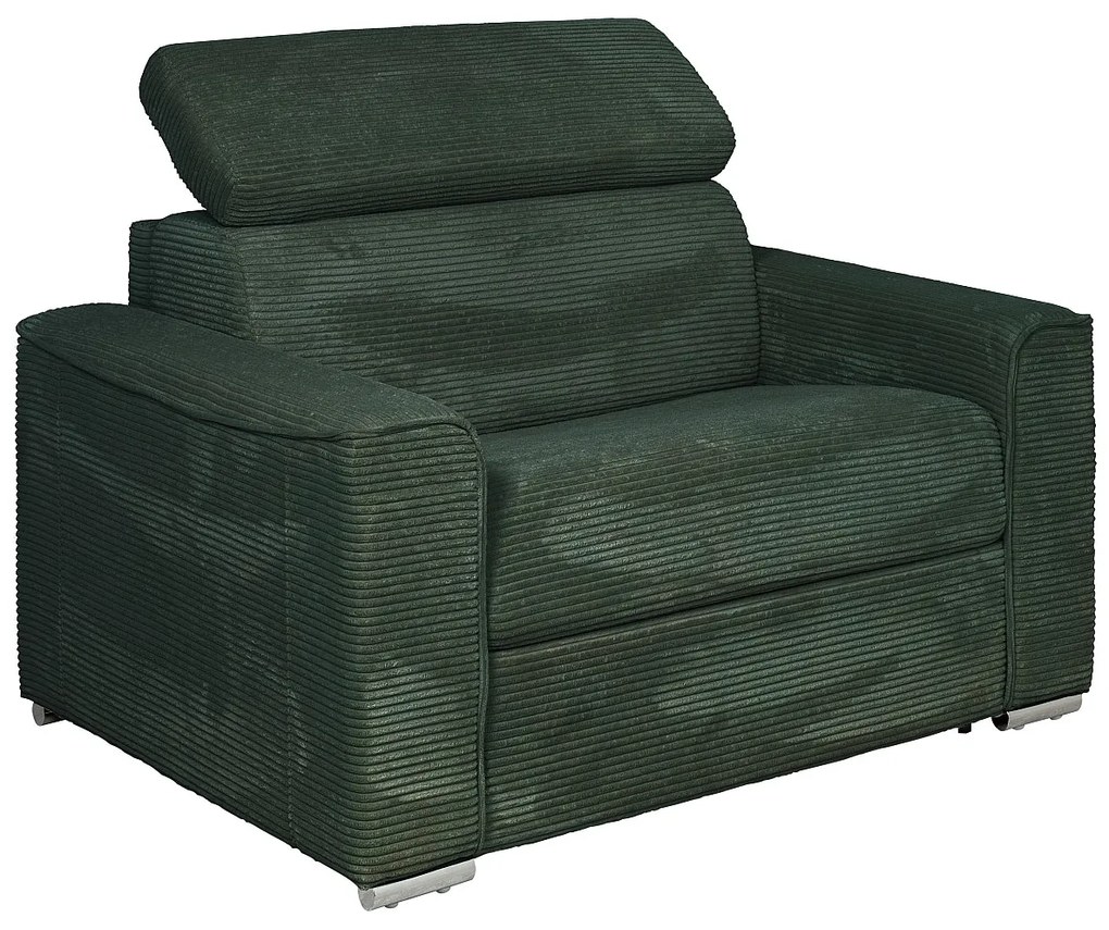Fotel rozkładany z zielonego weluru - Powierzchnia spania 70 cm - Materac 14 cm - VIZIR