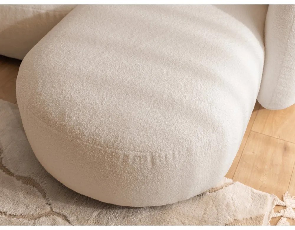 Jasnobrązowy narożnik z materiału bouclé (prawostronny/z szezlongiem) Orbit – Ropez