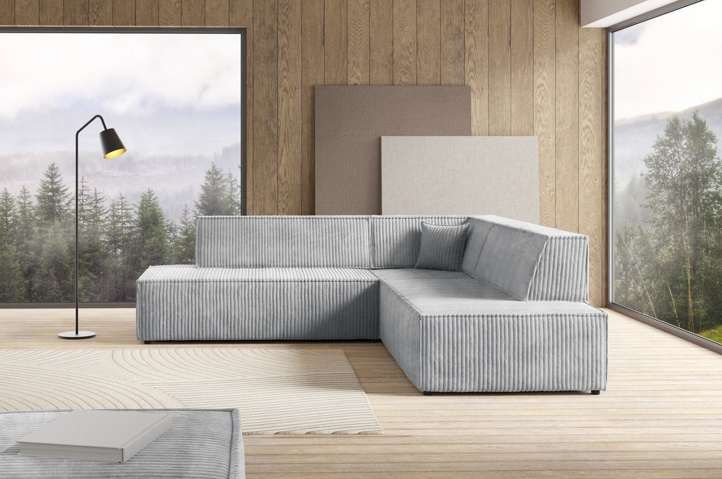 Masseno Narożnik TESSO z funkcją spania i pojemnikiem na pościel Narozniki L, Rozkładana sofa - Szary, TILIA 86