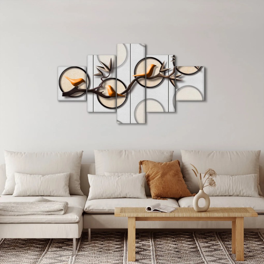 Obraz - Ptaki na gałęzi (125x70 cm)