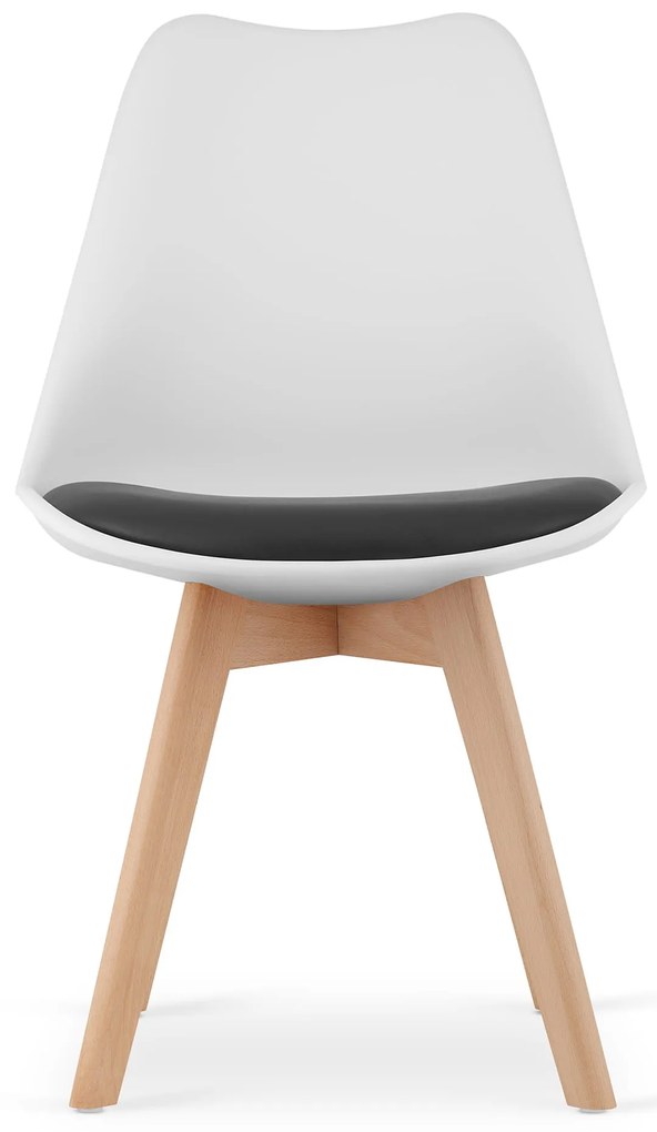 Zestaw jadalniany 1 + 4, biały stół ADRIA 120x80 cm + biało-czarne krzesło BALI MARK z bukowymi nogami