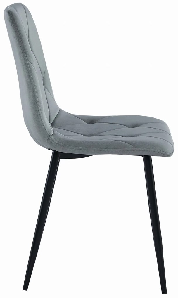 Szare krzesło do kuchni LIBRA aksamitne z czarnymi nogami
