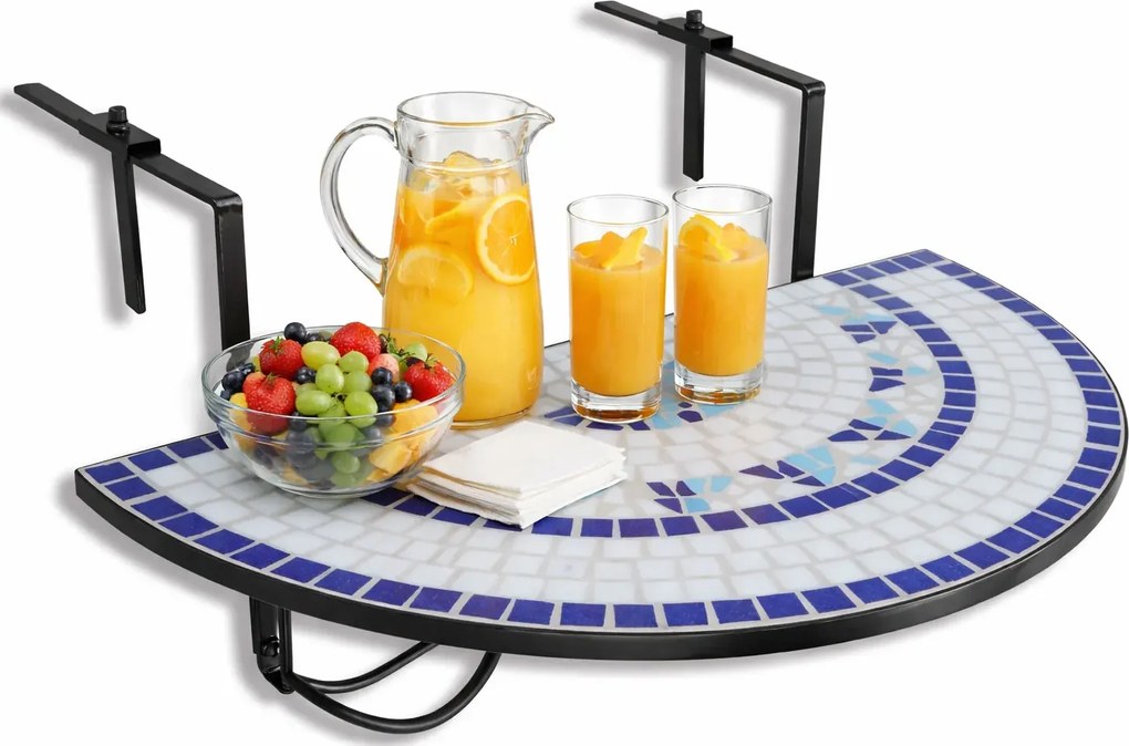 Niebiesko-biały balkonowy stolik M1-W05