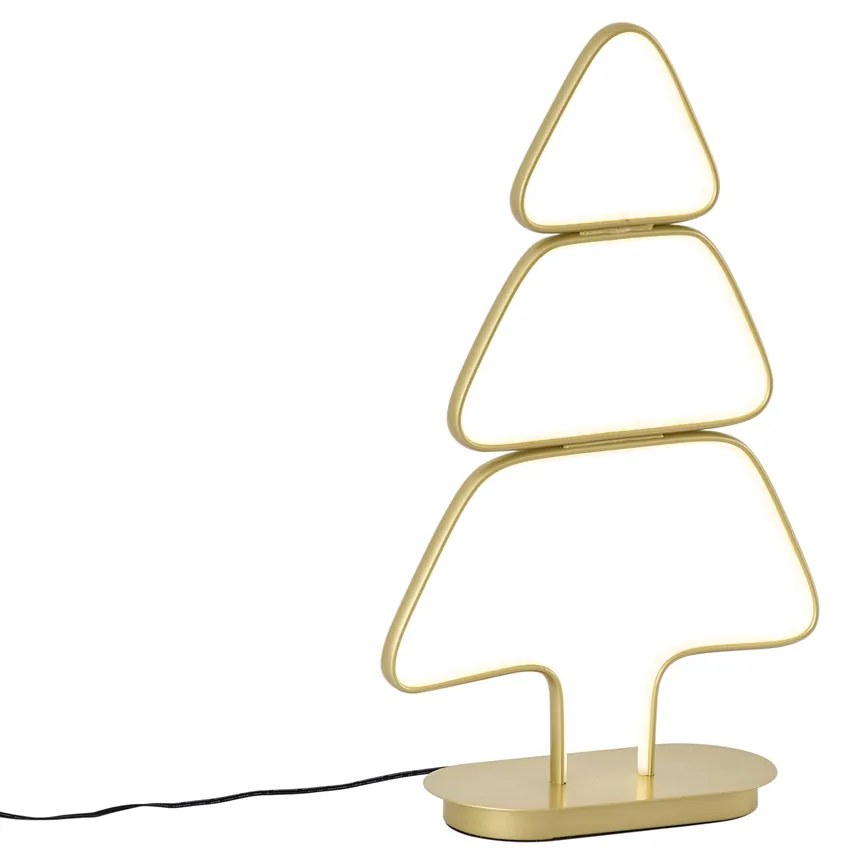Świąteczna lampa stołowa Arbre, złota choinka z diodą LED