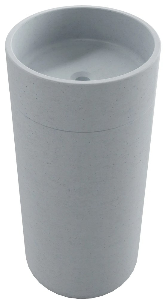 Umywalka betonowa wolostojąca bez otworu na baterię DELIS | Różne kolory : Kolor - Jasny szary, Podłączenie syfonu - Do ściany