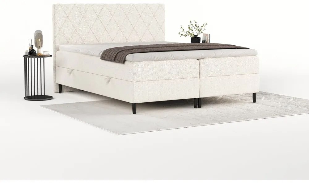 Kremowe łóżko boxspring ze schowkiem 160x200 cm Gwen – Maison de Rêve