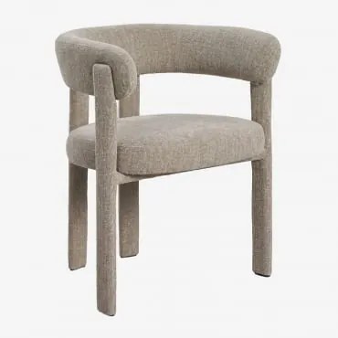 Zestaw 4 Tapicerowanych Krzeseł Jadalnianych Z Podłokietnikami I Metalową Ramą Jolie Tkaniny Szary Kret & Tkaniny Szary Kret - Sklum