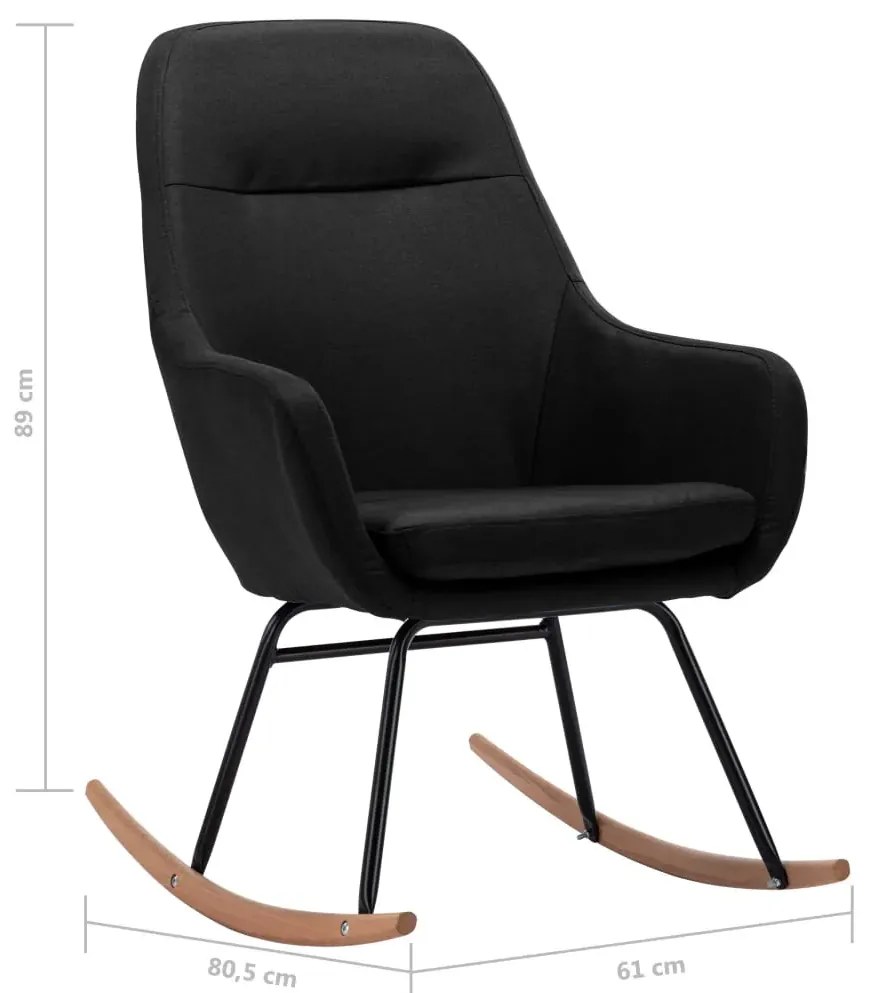 Tapicerowany, czarny fotel bujany R1-R66