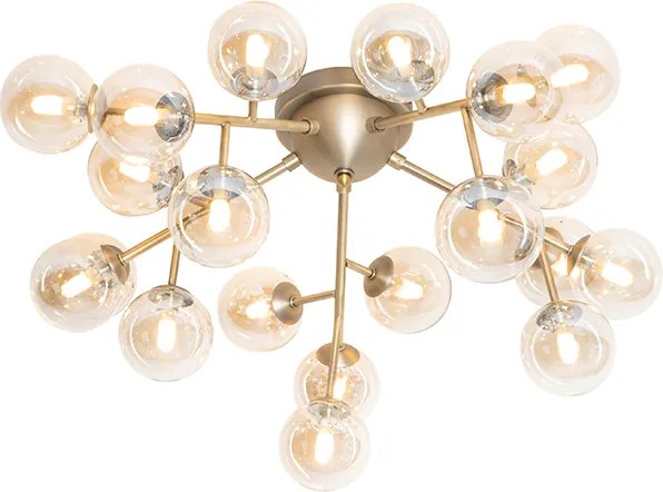 Plafon art deco brązowy z bursztynowym szkłem 20-świateł - Bianca