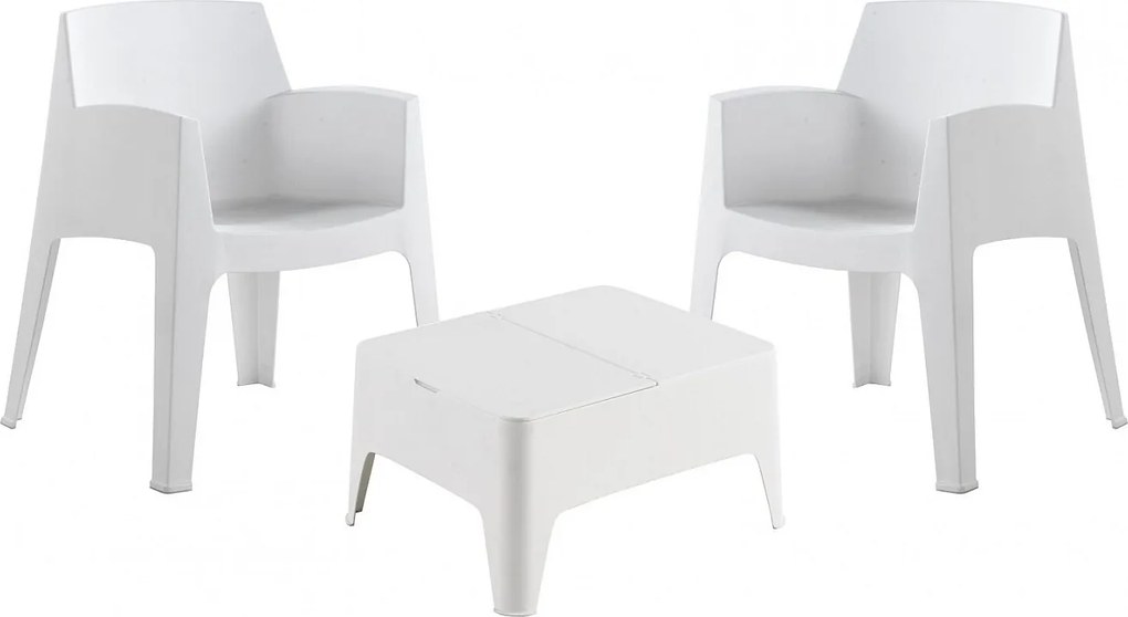 Zestaw Mebli Ogrodowych i Tarasowych Sp Berner Costa z 2 Krzesłami i 1 Niskim Stołem z Białej żywicy