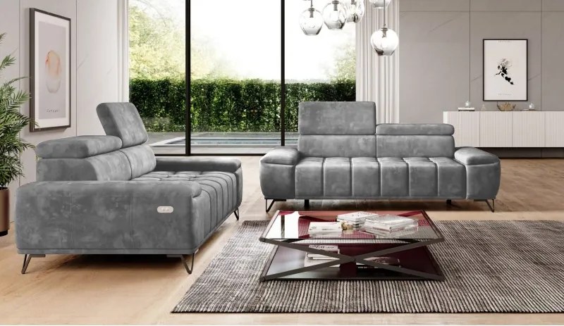 Sofa kanapa PALLADIO z elektrycznym systemem rozkładania siedziska regulowane zagłówki WERSAL